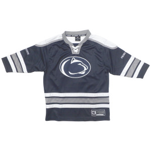 navy Penn State hockey youth jersey with Athletic Logo on chest and Penn State on sleeves